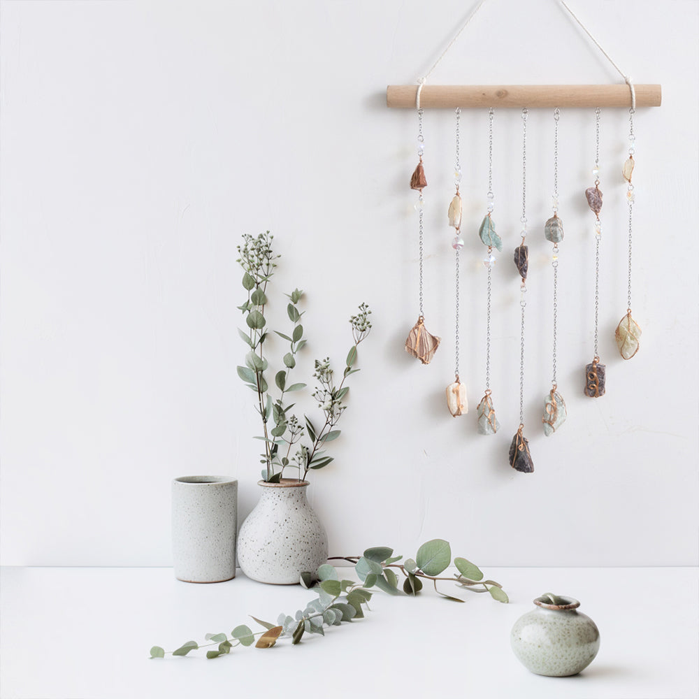 Crystal Stones 2 Layers Wall Hanging Chakra Gemstone Wall Decorations