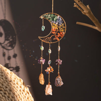 Moon Suncatcher Crystal Gem stone Window Hanging Ornament