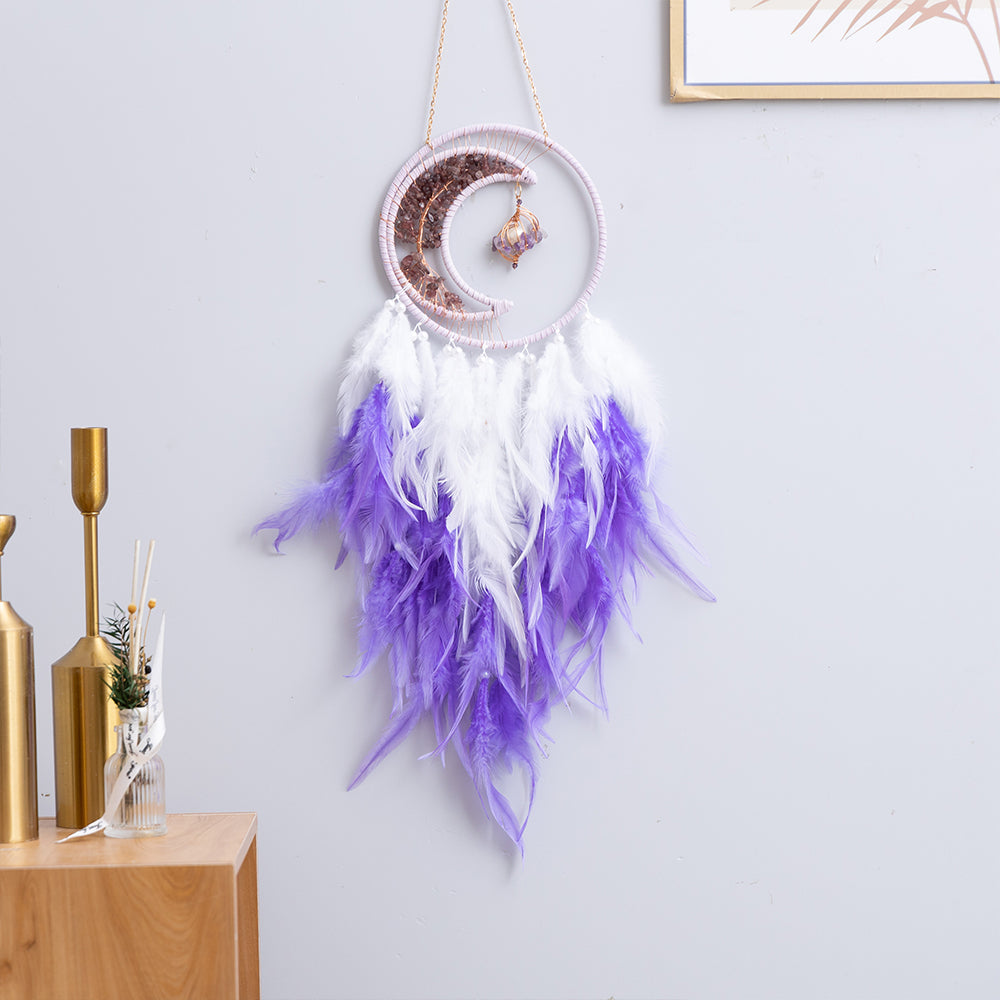 Purple Dreamcatcher Home Decor with Tassel Feather Ornament Craft