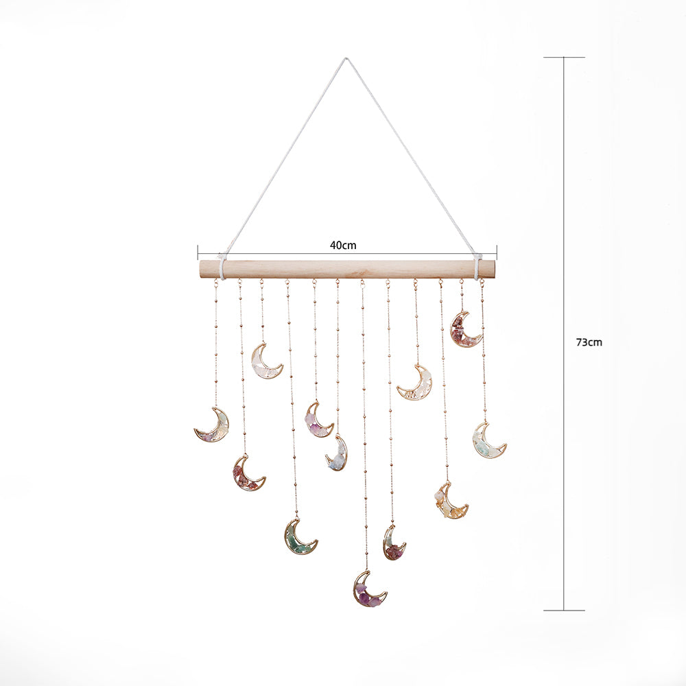 Crystal Gems Moon Wall Decor Crystal 7 Chakra Gemstone Wall Decor