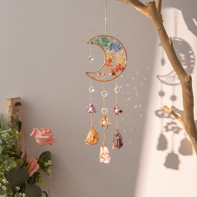 Moon Suncatcher Crystal Gem stone Window Hanging Ornament