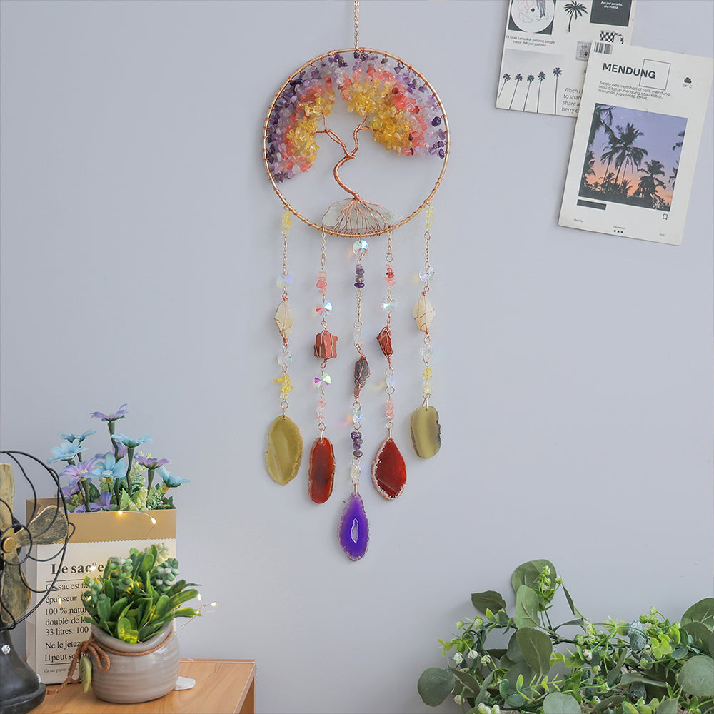 Gems Crystal Tree of Life Wall Arts Crystal 7 Chakra Gemstone Decor