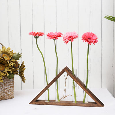 2 Pack Wall Glass Hanging Planters with Wooden Stands