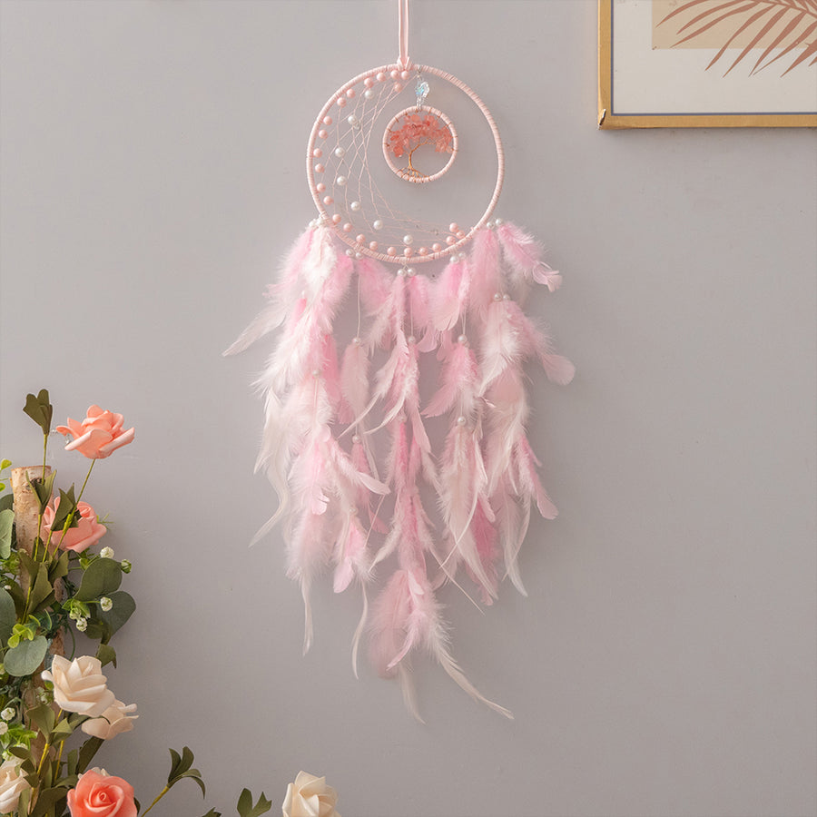 Handmade Pink Dreamcatcher Nursery Wall Art Ornament Craft Gift