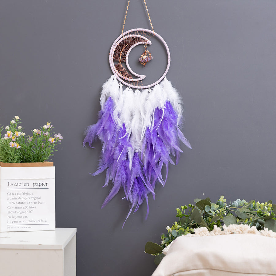 Purple Dreamcatcher Home Decor with Tassel Feather Ornament Craft