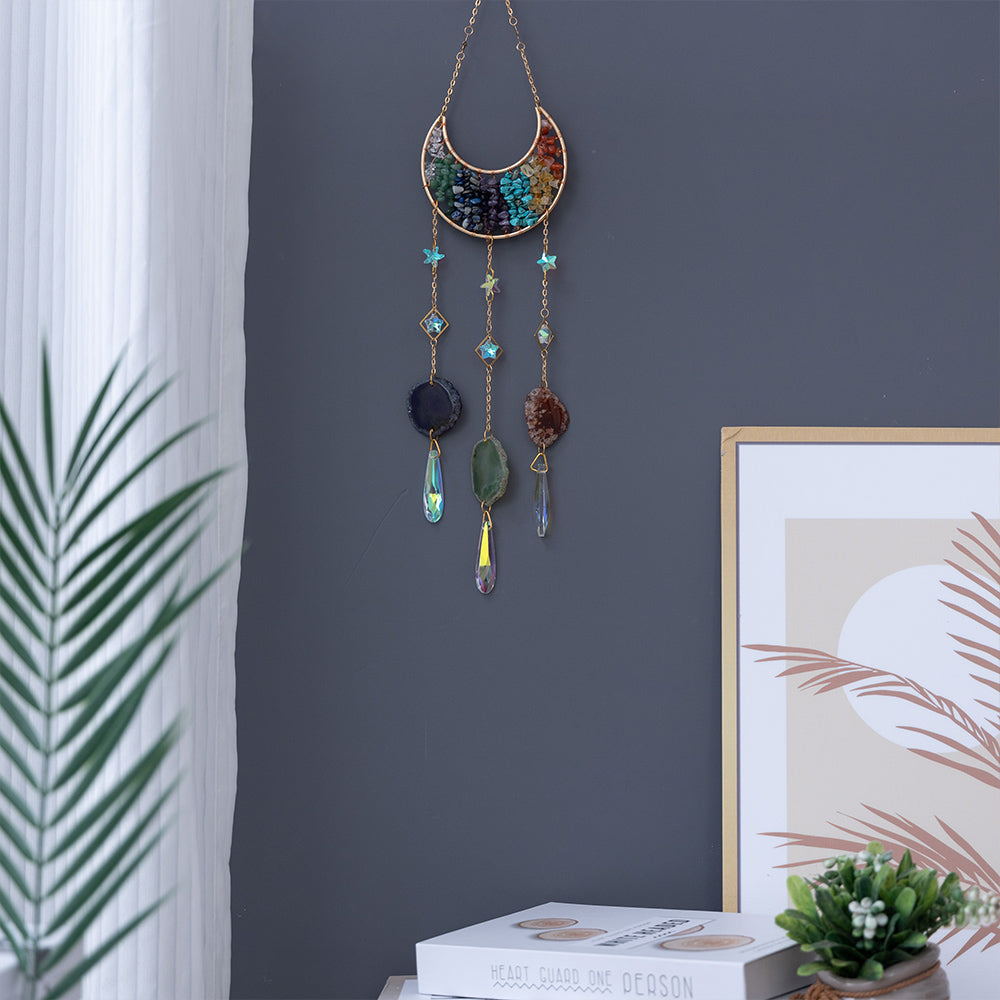 Colorful Moon Suncatcher Rainbow Maker Gold Plated Suncatcher