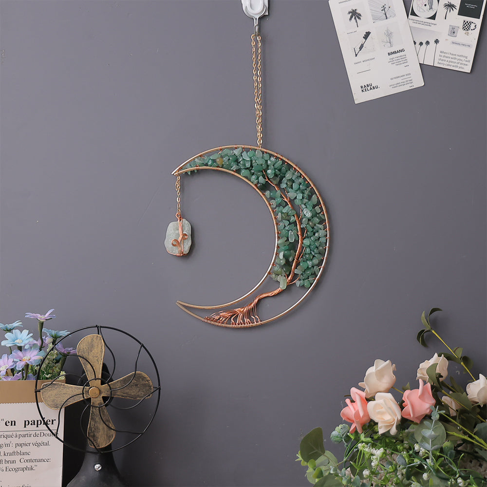 Wall Moon Art Crystal Tree of Life Hanging Ornament Home Decoration