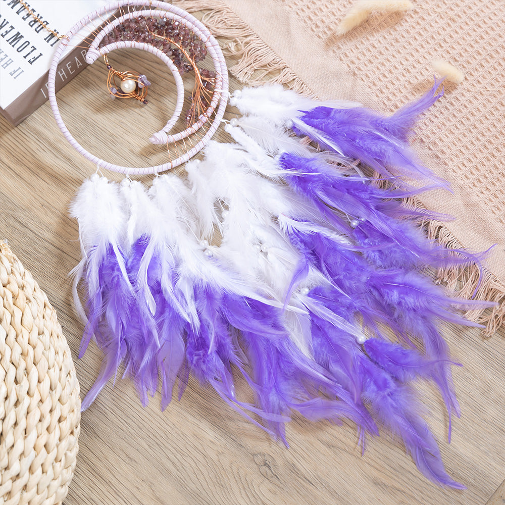 Purple Dreamcatcher Home Decor with Tassel Feather Ornament Craft
