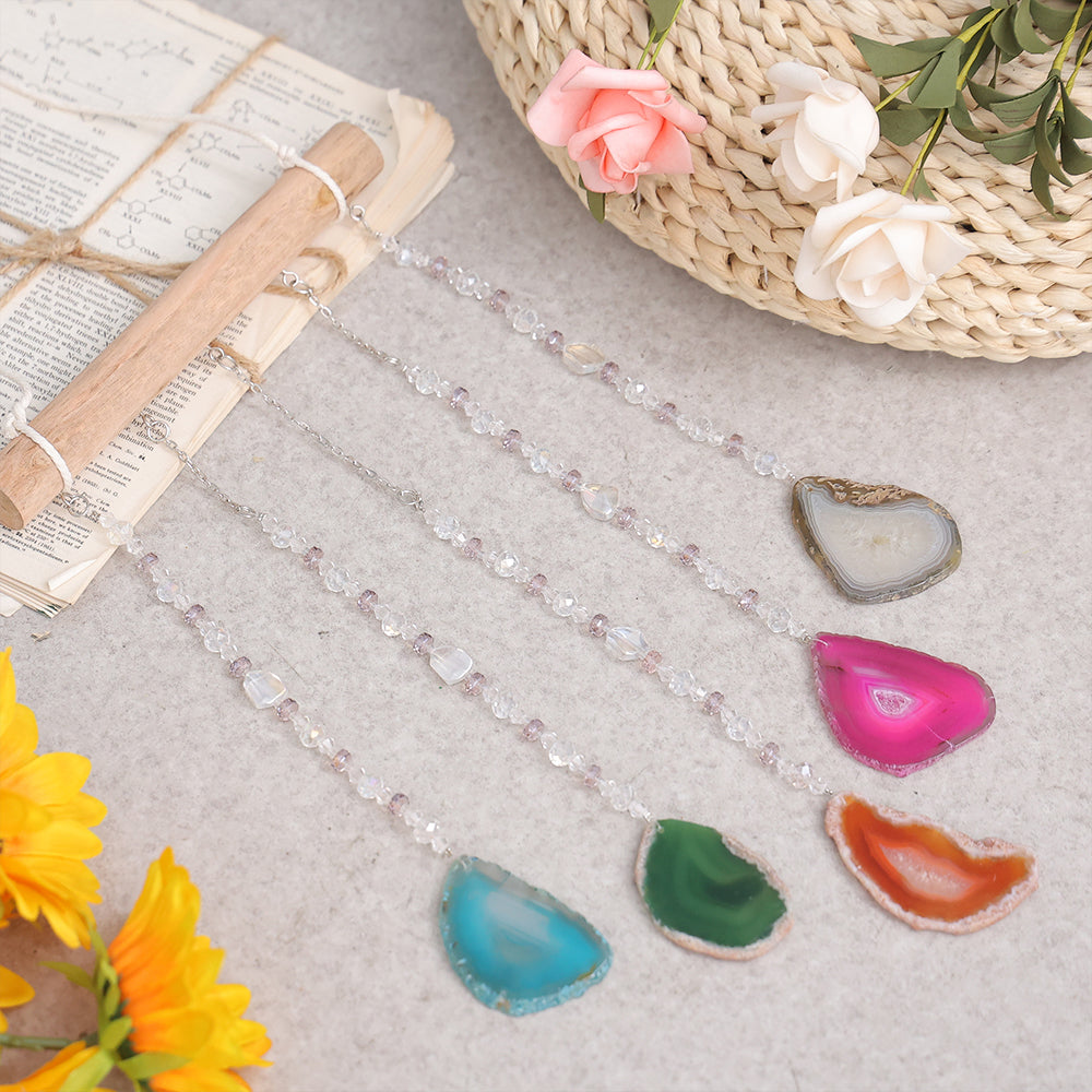 Agate Slices Wall Hanging Ornament Crystal Chakra Hanging for Home