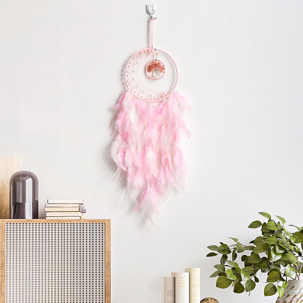 Handmade Pink Dreamcatcher Nursery Wall Art Ornament Craft Gift