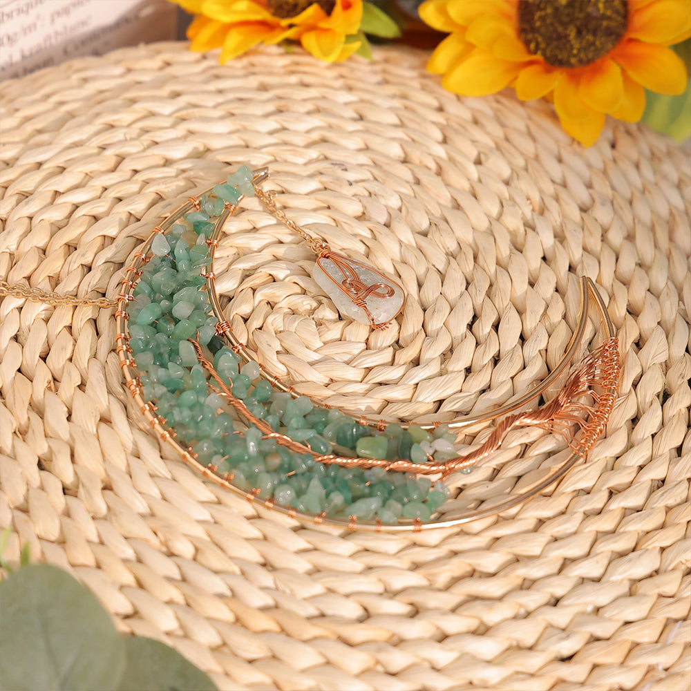 Wall Moon Art Crystal Tree of Life Hanging Ornament Home Decoration