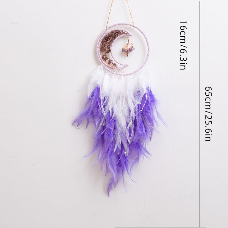 Purple Dreamcatcher Home Decor with Tassel Feather Ornament Craft