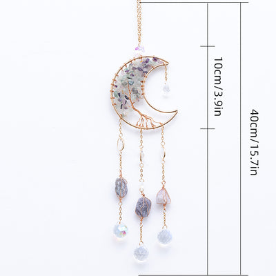 Handmade Gold Plated Suncatcher Fluorite Stone Moon Suncatcher