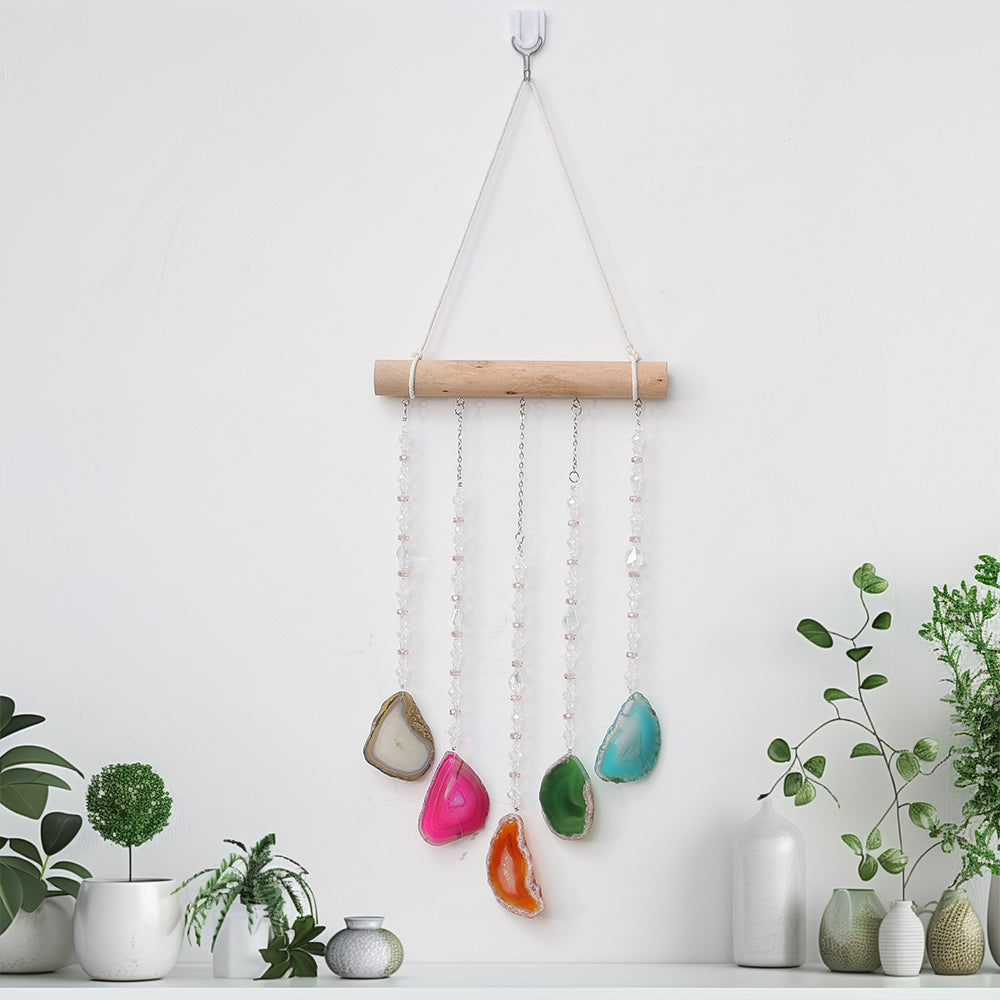Agate Slices Wall Hanging Ornament Crystal Chakra Hanging for Home