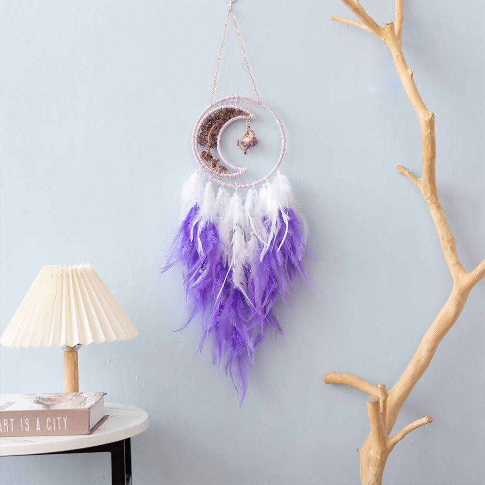 Purple Dreamcatcher Home Decor with Tassel Feather Ornament Craft
