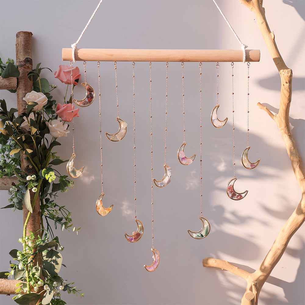 Crystal Gems Moon Wall Decor Crystal 7 Chakra Gemstone Wall Decor