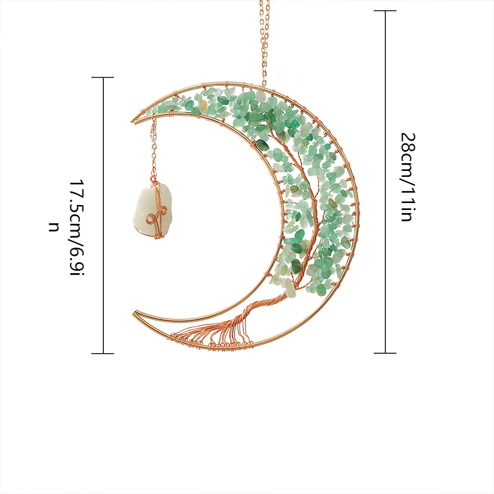 Wall Moon Art Crystal Tree of Life Hanging Ornament Home Decoration