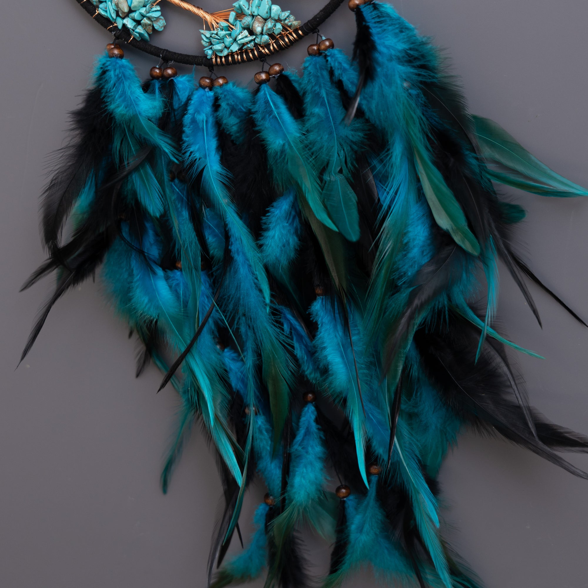 Turquoise Tree of Life Moon Dreamcatcher Feather Wall Decor Craft Gift