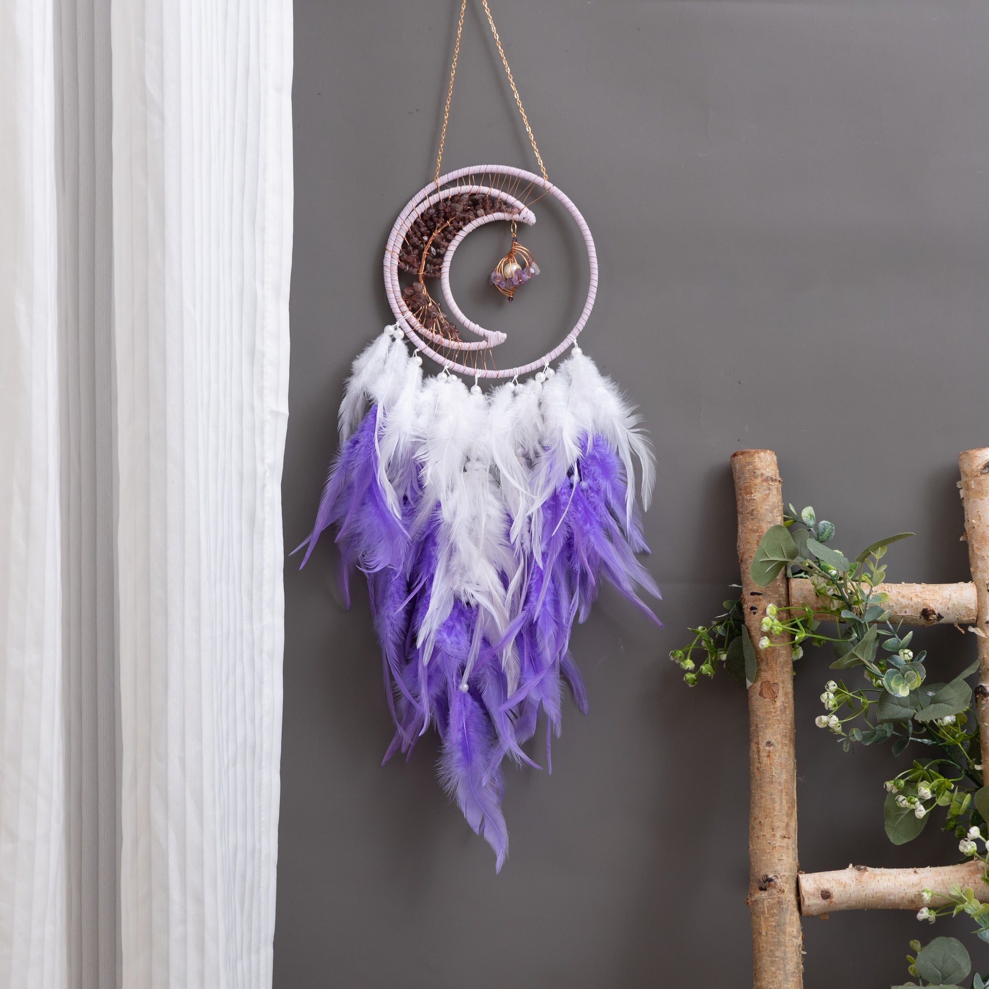 Purple Dreamcatcher Home Decor with Tassel Feather Ornament Craft