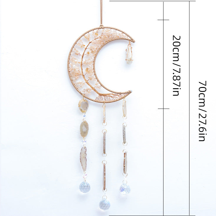Crystal Gems and Agate Hanging Ornament Gemstone Moon Suncatcher