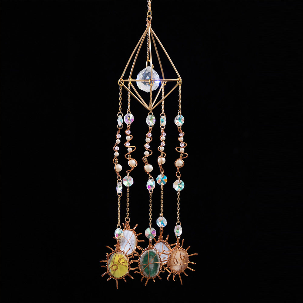 Crystal Ball and Agate Suncatcher Sun Catchers With Beads Decor