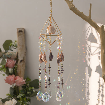 Hanging Prism Crystals Natural Gem Amethyst Suncatcher Decor