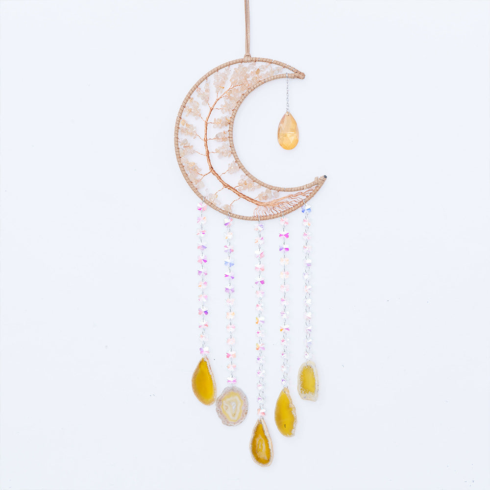 Moon Suncatchers with Life Tree Wall Decor Natural Agate Ornament