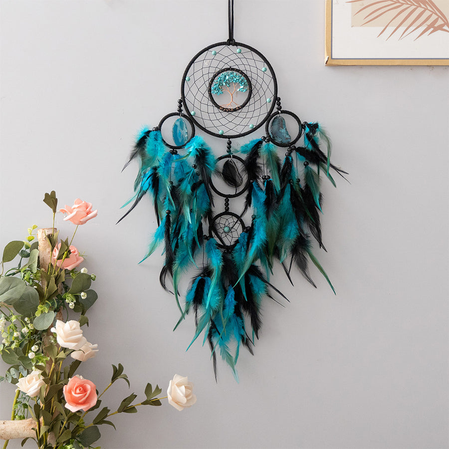 Turquoise Calaite Beads and Agate Dreamcatcher Home Ornaments Craft