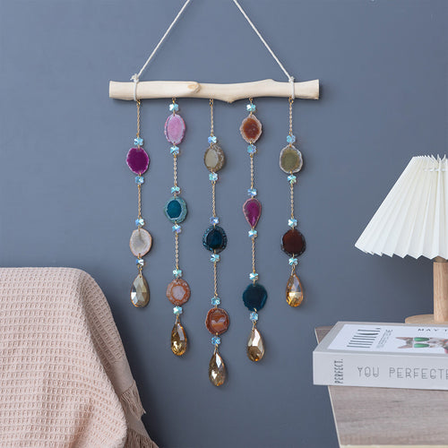 Hanging Agate Slices Ornament Wall Decoration Chakra Hanging Crystal
