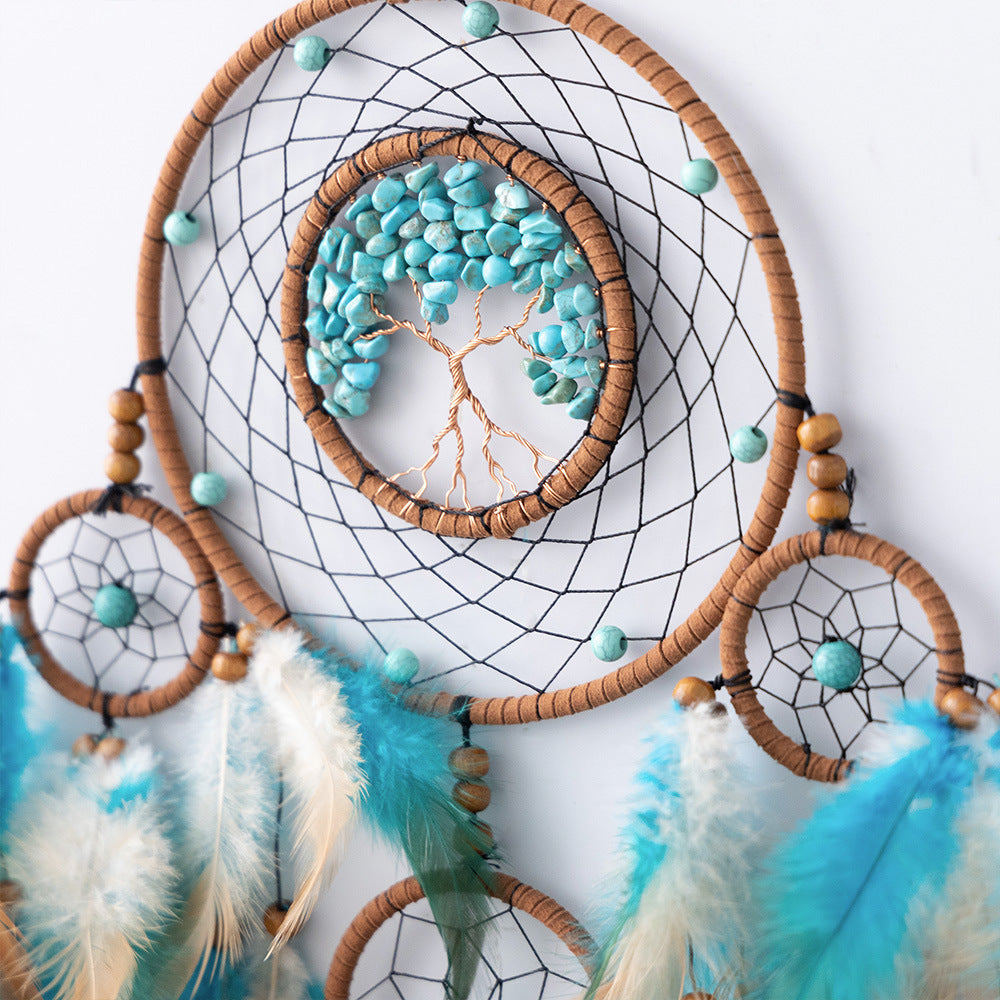 Crystal Calaite Gems Dreamcatcher with 5 Circles Nursery Wall Art