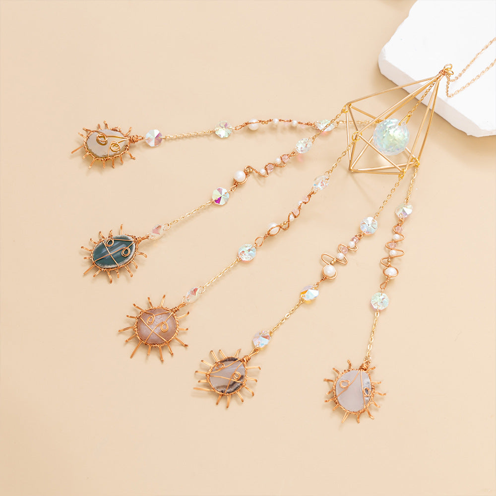 Crystal Ball and Agate Suncatcher Sun Catchers With Beads Decor