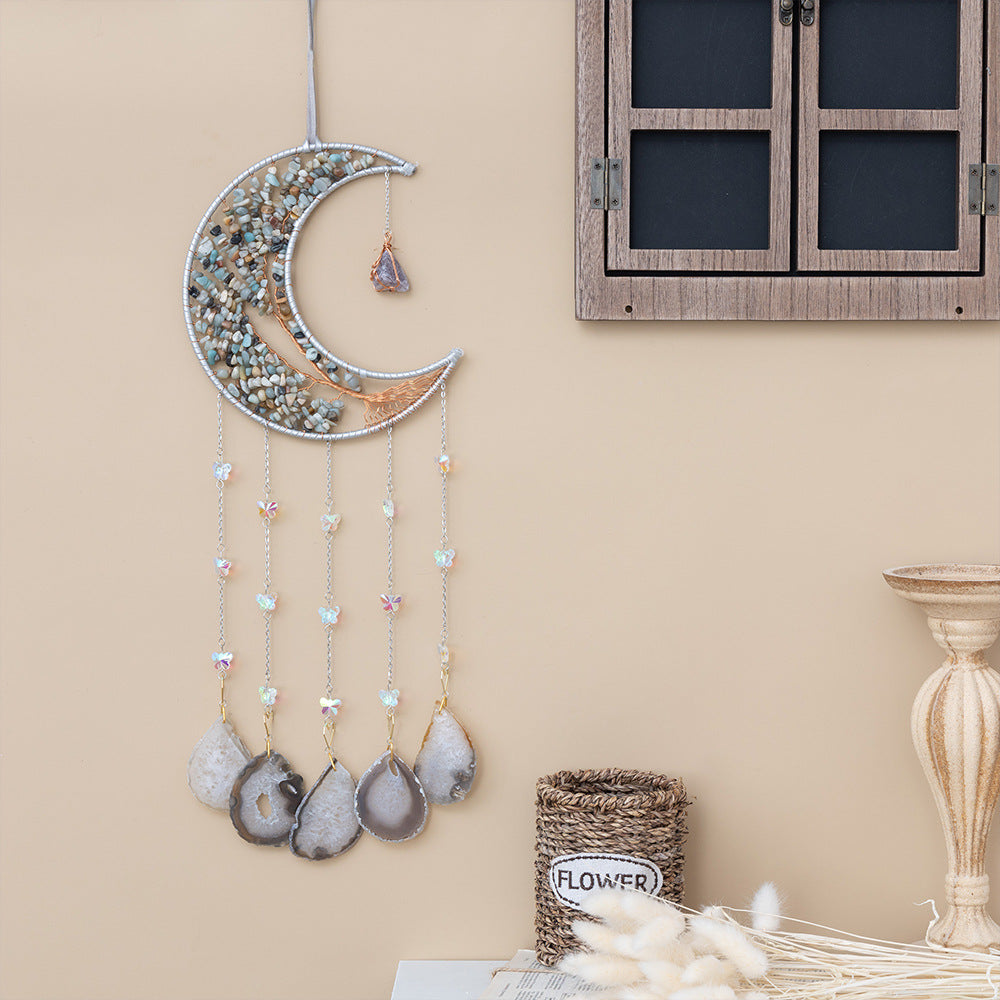 Crystal Chakra Hanging Moon Life Tree Gemstone Window Decorations