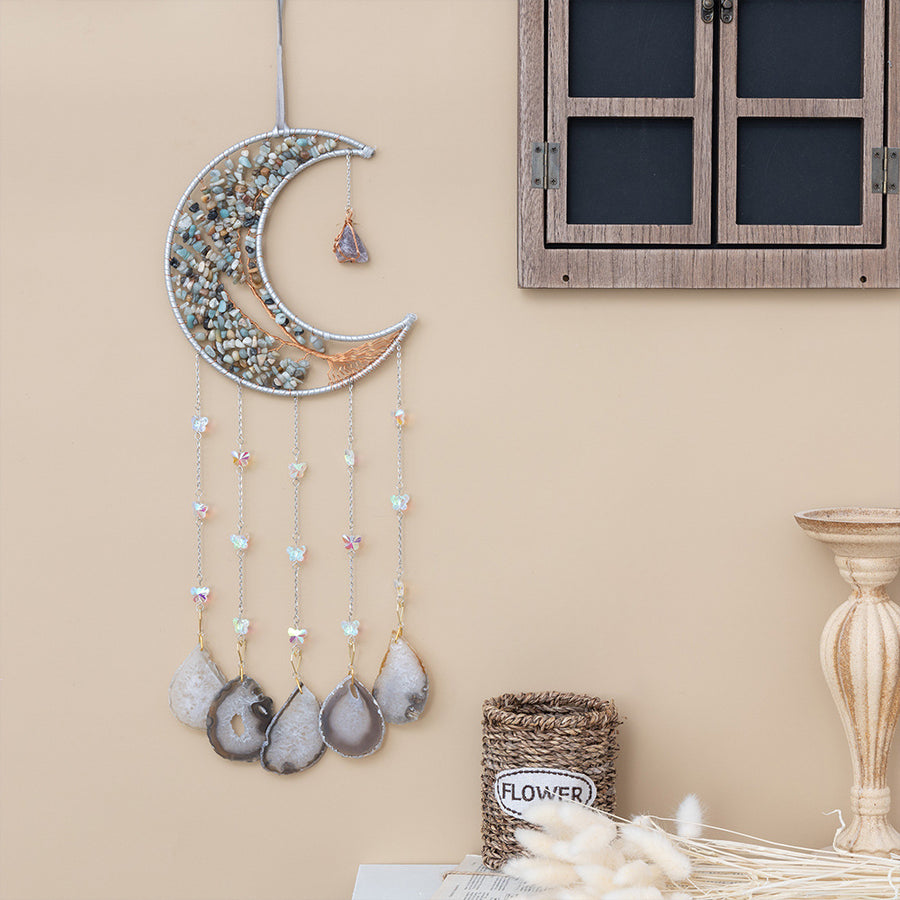 Crystal Chakra Hanging Moon Life Tree Gemstone Window Decorations
