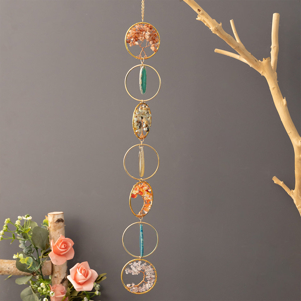 Hanging Ornament Window Decor Raw Crystal 7 Chakra Gemstone Agate