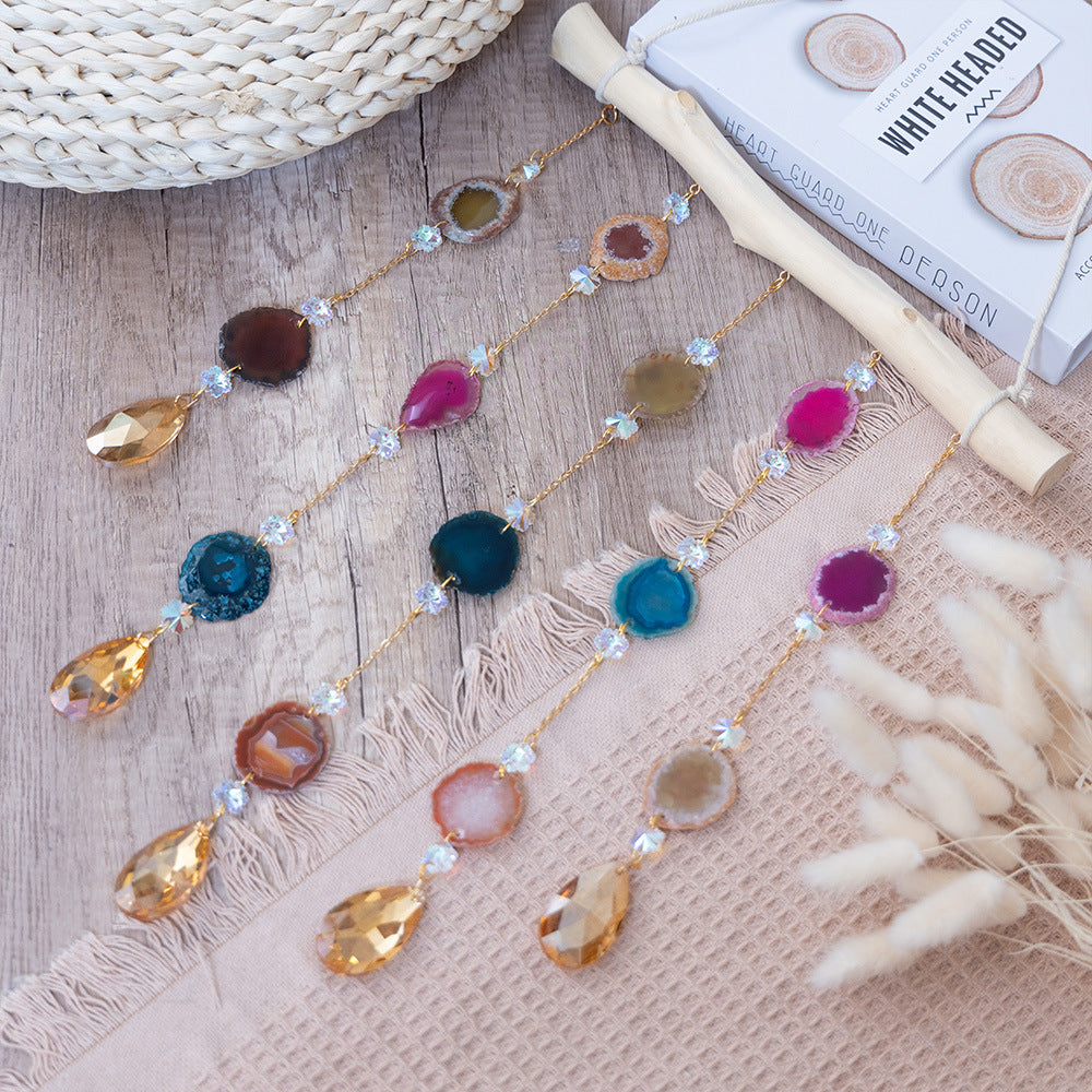 Hanging Agate Slices Ornament Wall Decoration Chakra Hanging Crystal