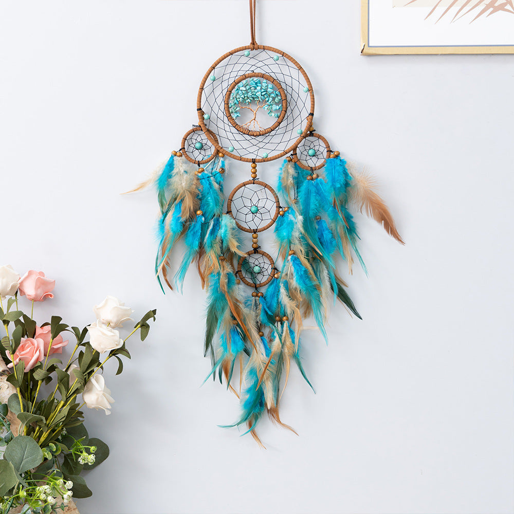 Crystal Calaite Gems Dreamcatcher with 5 Circles Nursery Wall Art