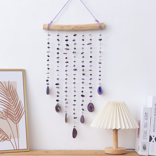 Purple Crystal and Agate Slices Hanging Ornament Wall Decoration