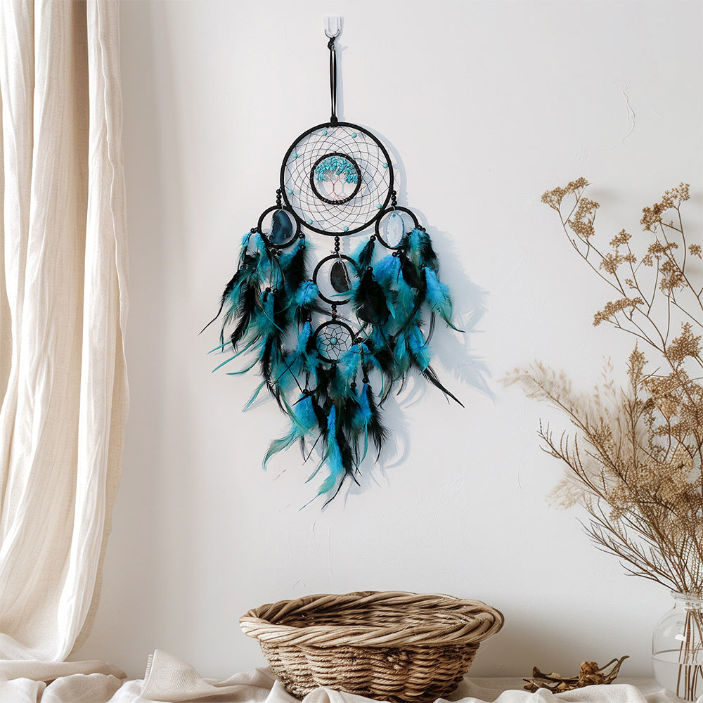 Turquoise Calaite Beads and Agate Dreamcatcher Home Ornaments Craft