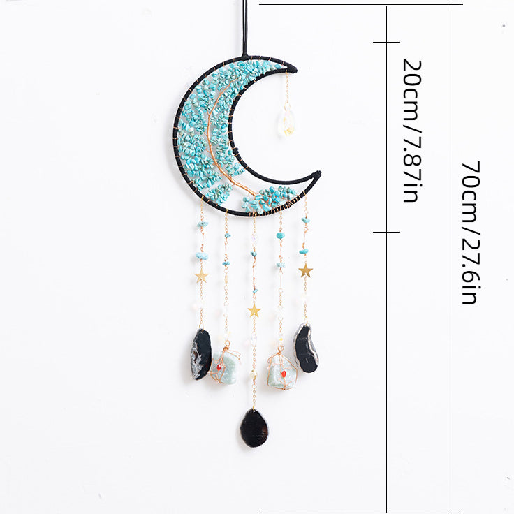 Crystal Calaite Stones Moon Hanging Ornament Window Wall Decoration