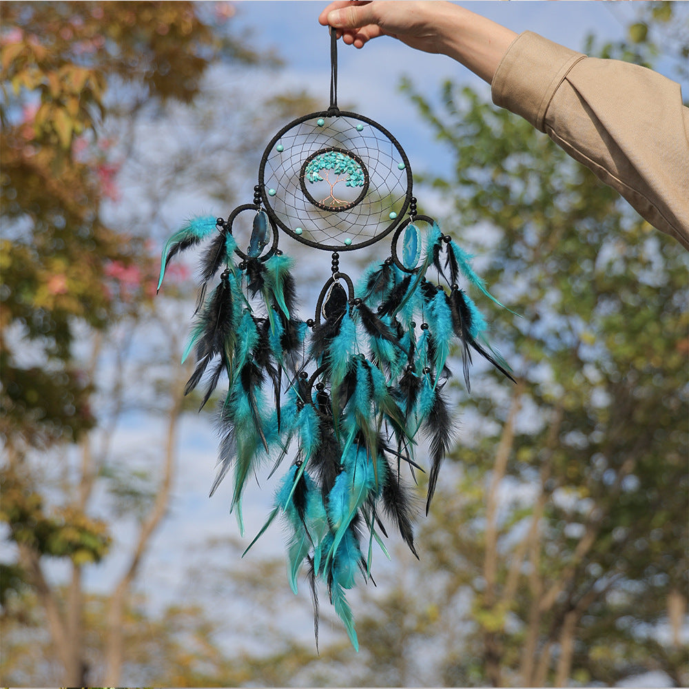 Turquoise Calaite Beads and Agate Dreamcatcher Home Ornaments Craft