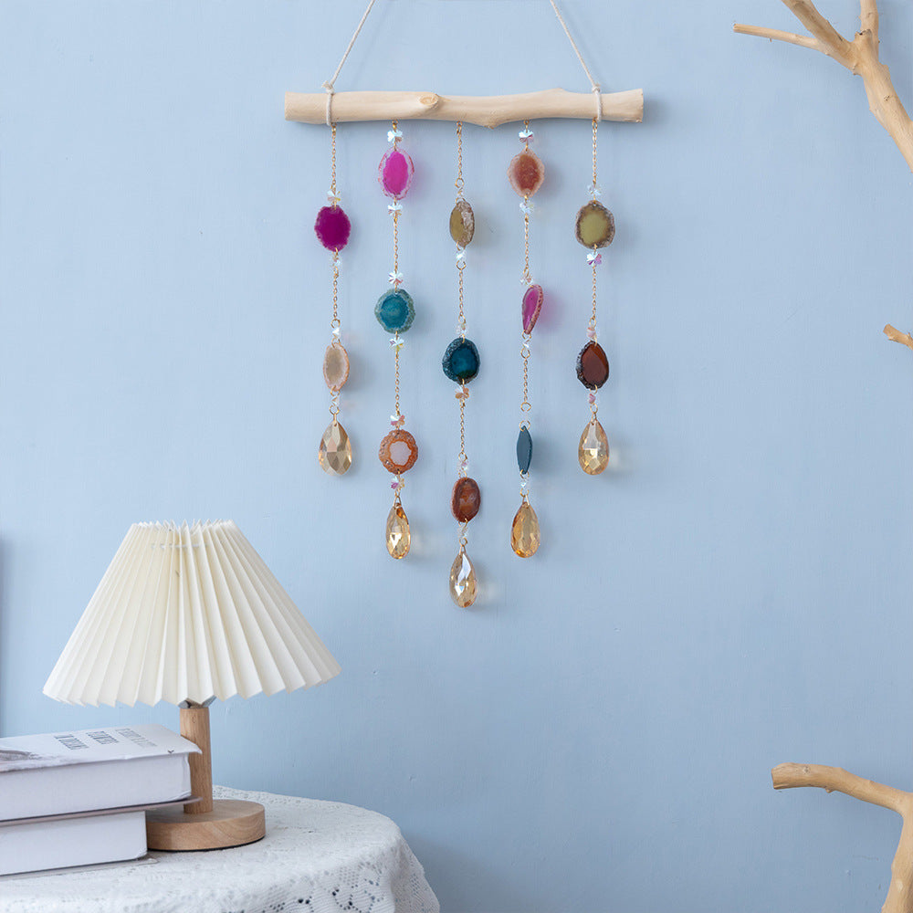 Hanging Agate Slices Ornament Wall Decoration Chakra Hanging Crystal