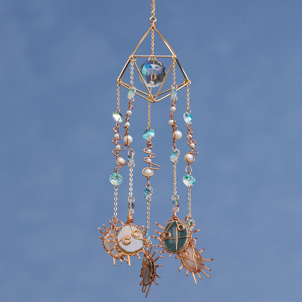 Crystal Ball and Agate Suncatcher Sun Catchers With Beads Decor