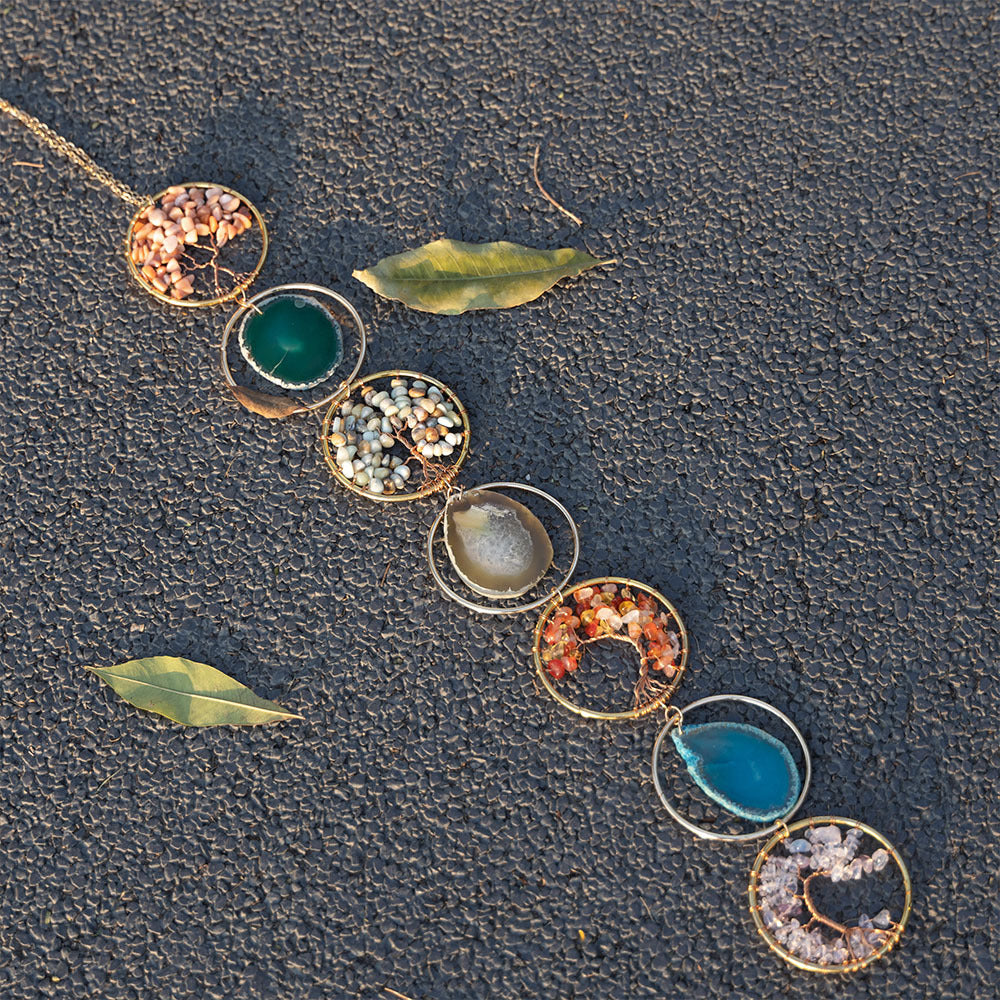 Hanging Ornament Window Decor Raw Crystal 7 Chakra Gemstone Agate