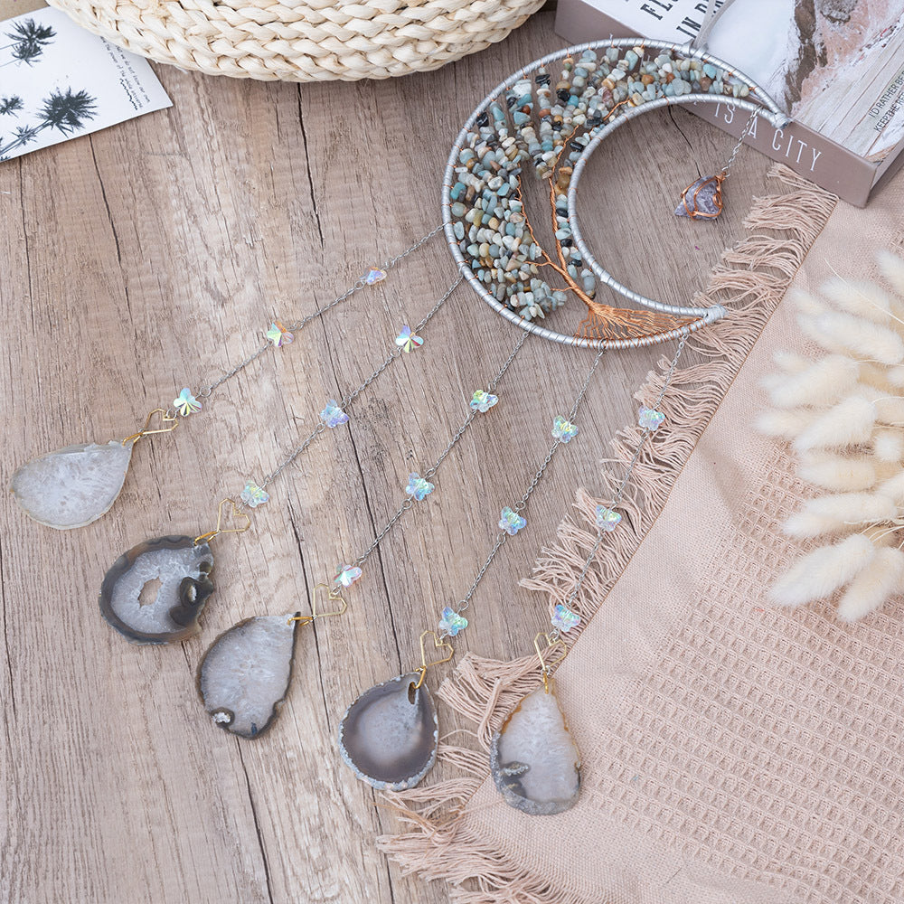 Crystal Chakra Hanging Moon Life Tree Gemstone Window Decorations