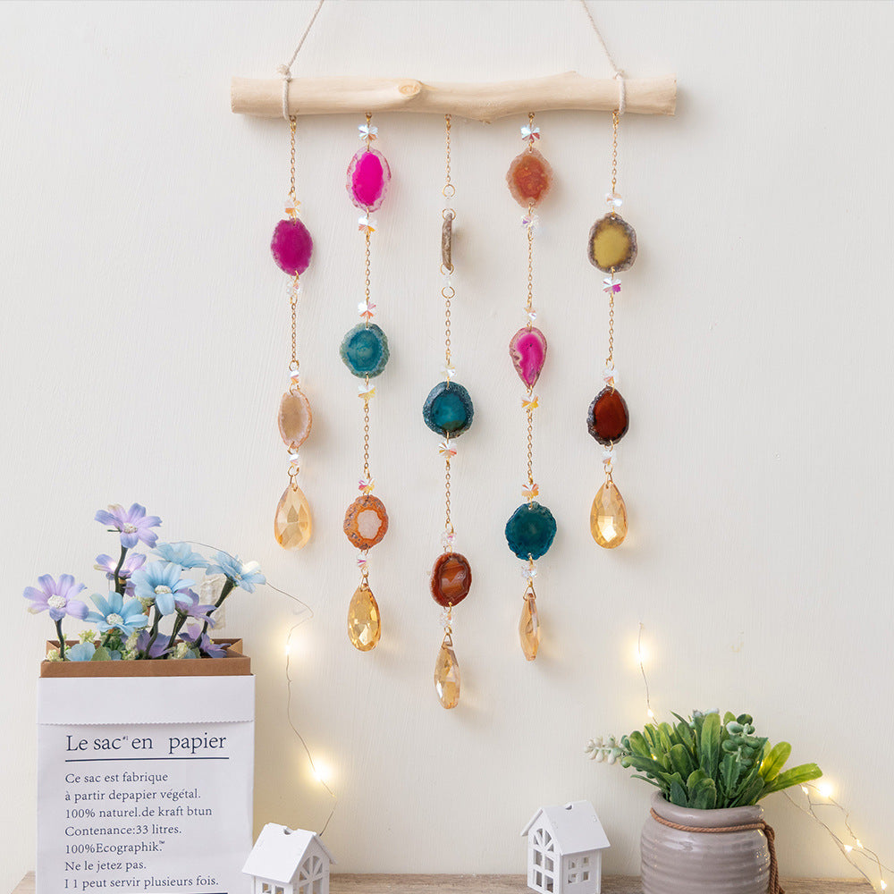 Hanging Agate Slices Ornament Wall Decoration Chakra Hanging Crystal