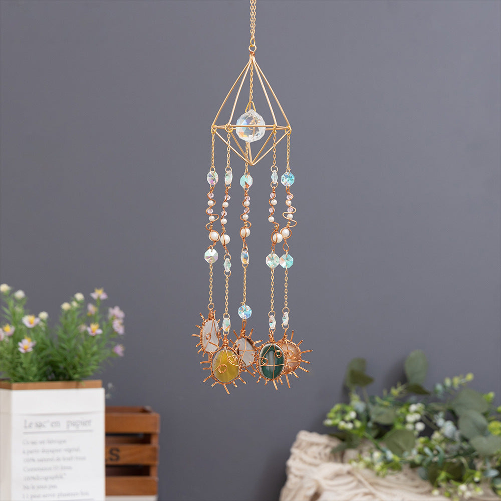 Crystal Ball and Agate Suncatcher Sun Catchers With Beads Decor