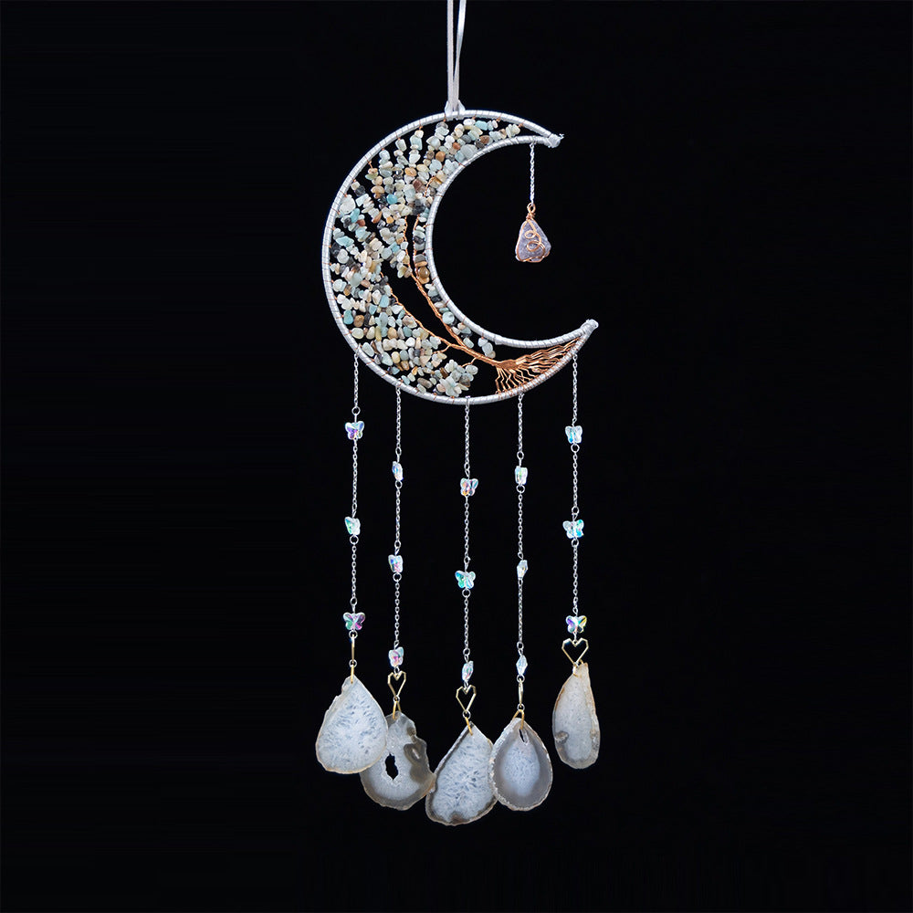 Crystal Chakra Hanging Moon Life Tree Gemstone Window Decorations