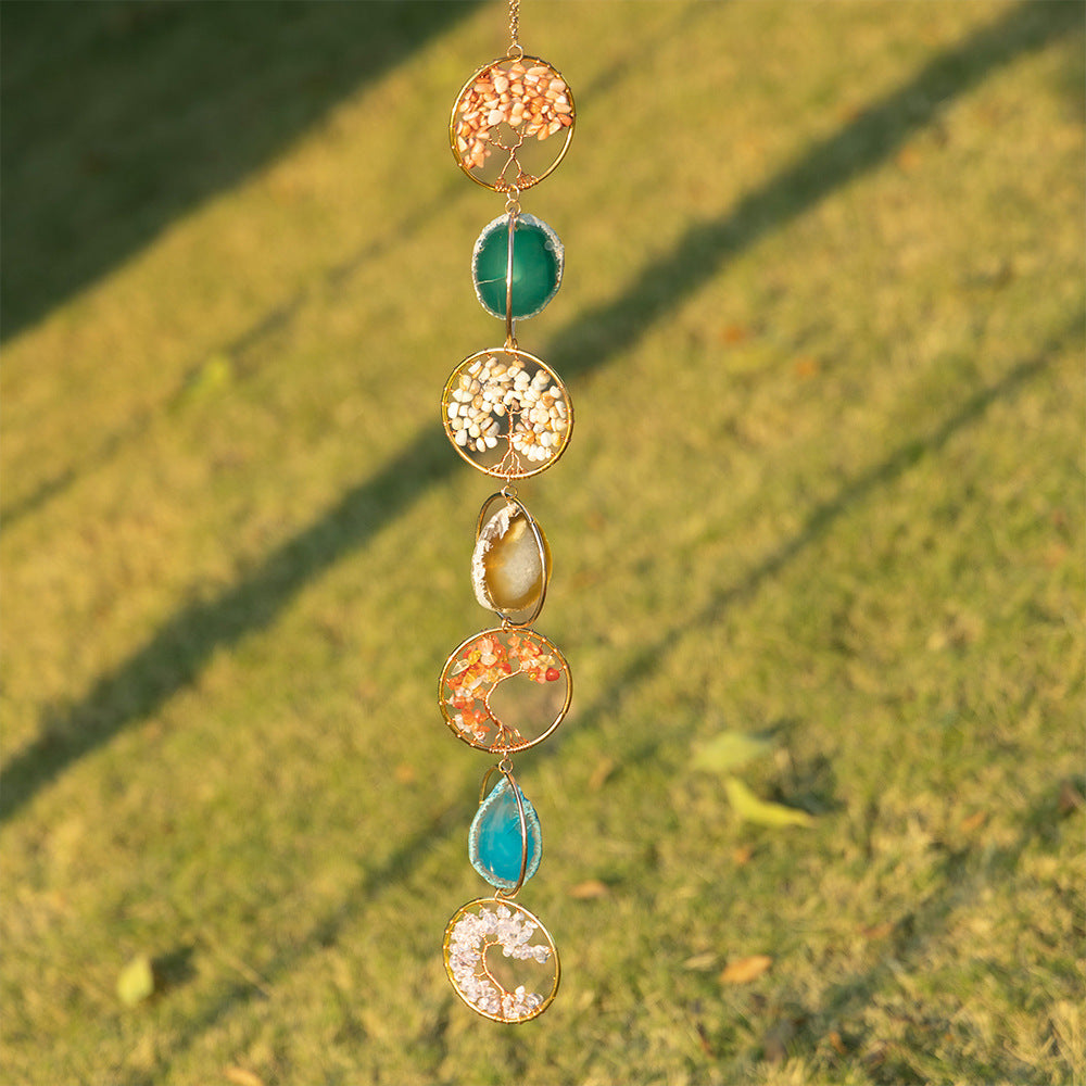 Hanging Ornament Window Decor Raw Crystal 7 Chakra Gemstone Agate