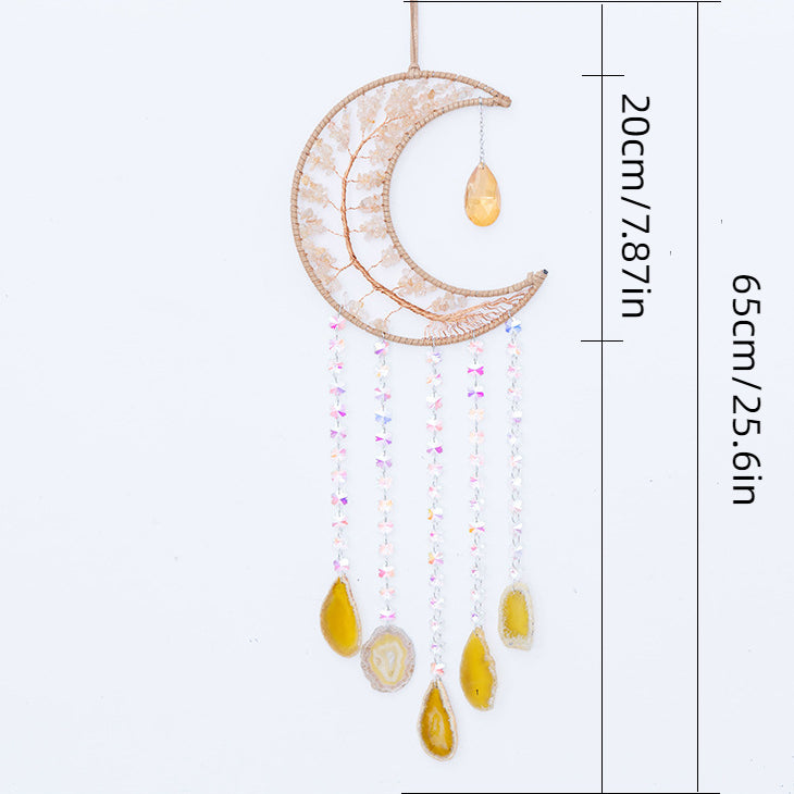 Moon Suncatchers with Life Tree Wall Decor Natural Agate Ornament
