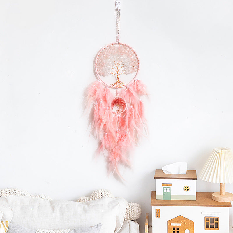 Crystal Pink Quartz Life of Tree Dreamcatcher Room Nursery Decor